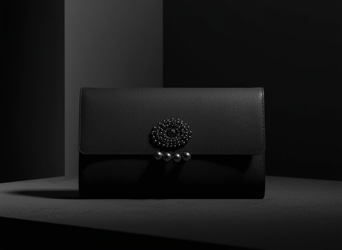 Floxarixhrozal Evening Clutch in Midnight Black