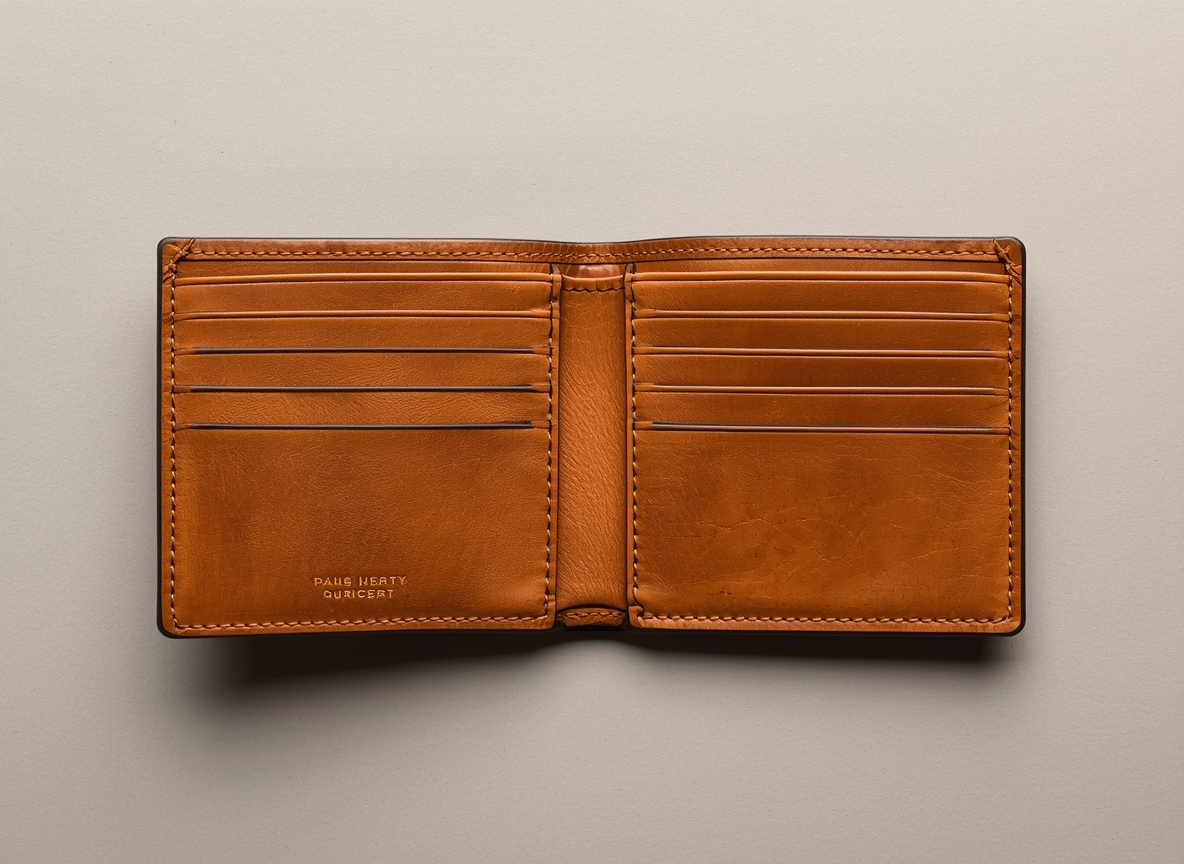 Floxarixhrozal Bifold Wallet in Rich Cognac Leather
