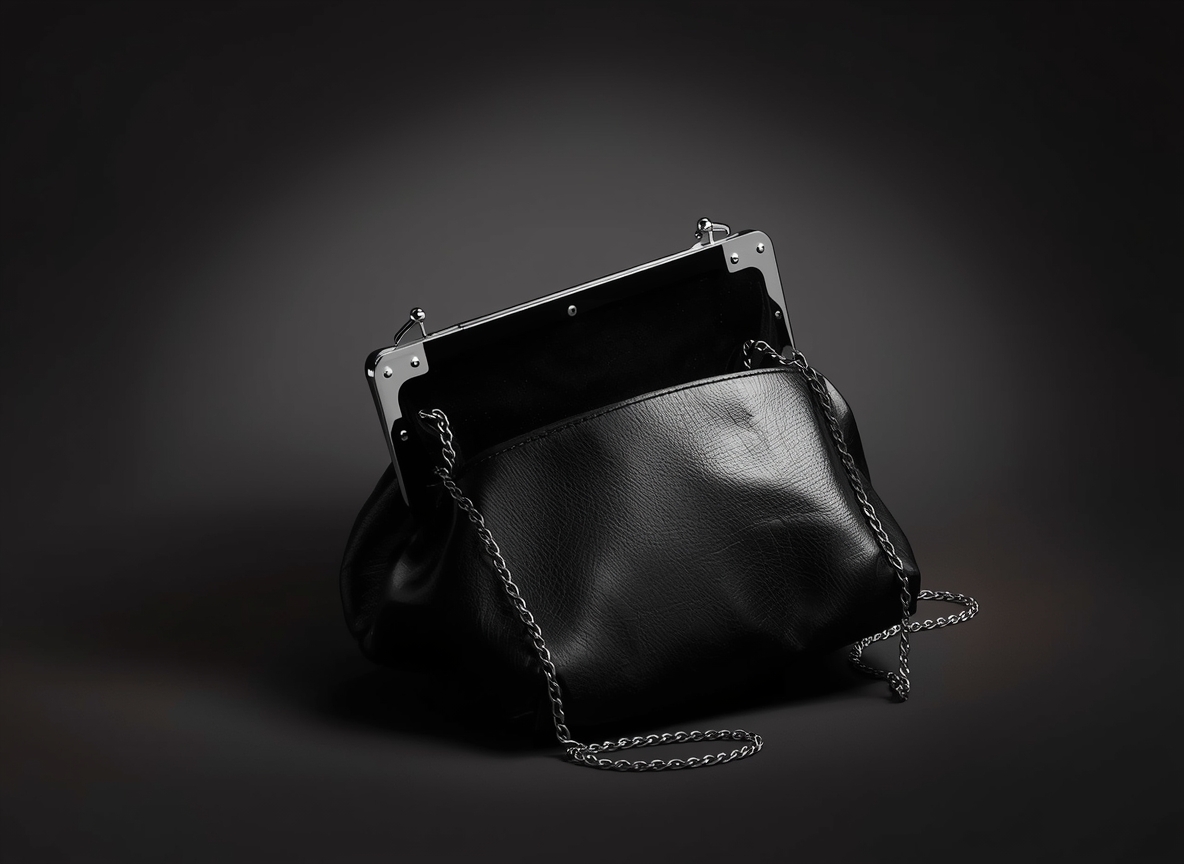 Floxarixhrozal Evening Clutch in Midnight Black Leather